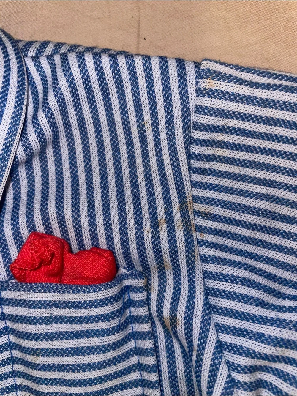 Carter's Blue & White Striped Button-Down Shirt with Red Pocket Accent